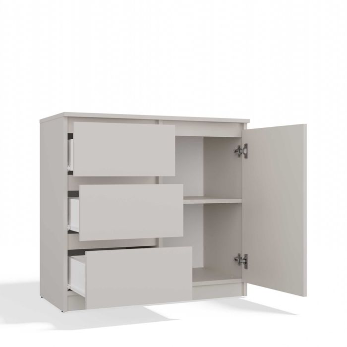 KOMODA Malwa 1D3S Szafka 1 Drzwi 3 Szuflady do Salonu Kaszmir Beż