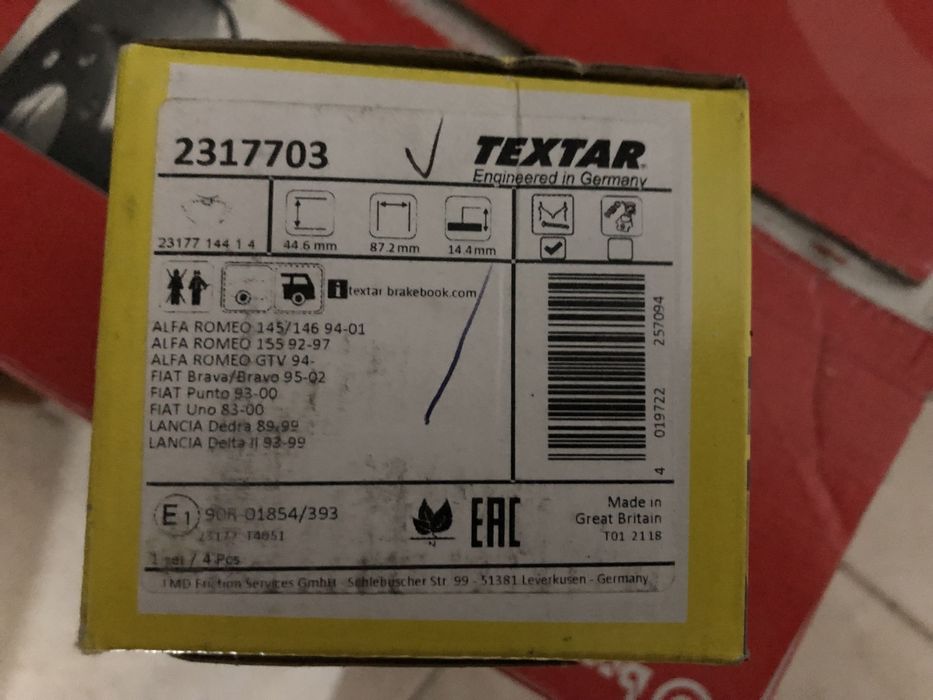 Pastilhas e discos de travao