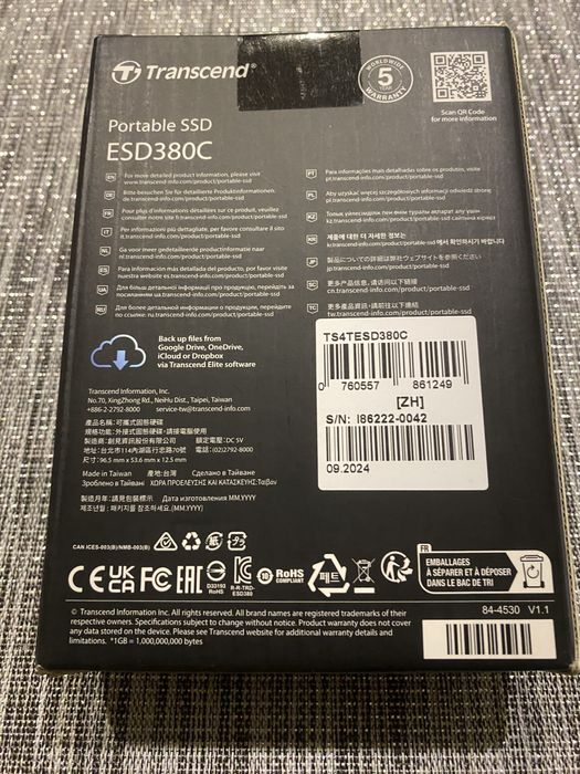 Dysk SSD 4Tb Transcend ESD380C, USB-C USB-A, szybki 2000Mb/s 5 lat gw
