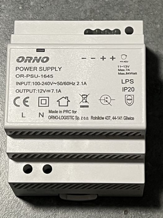 Zasilacz na szynę DIN 12V DC 7A 84W, Orno, OR-PSU-1645