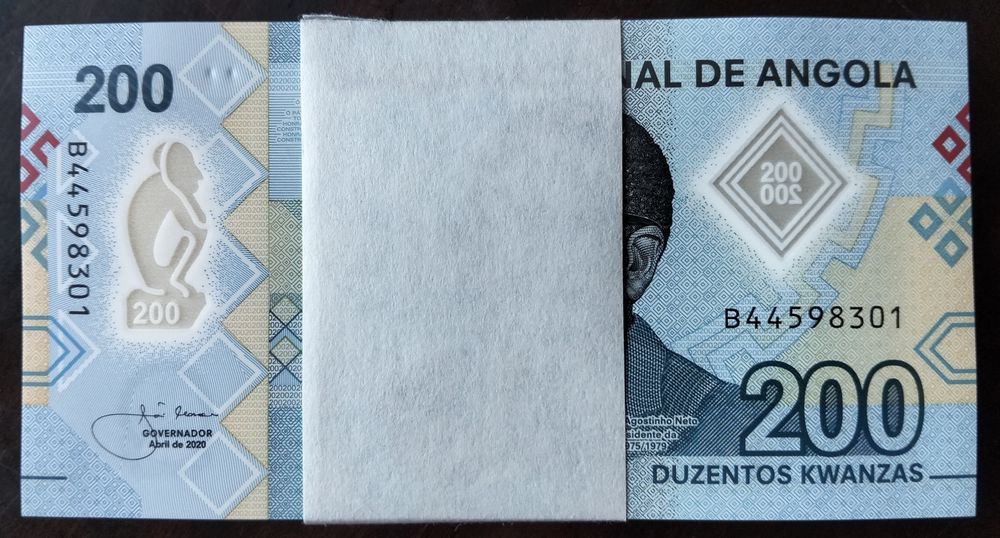 Maço Completo 100 Notas 200 Kwanzas 2020 Angola Novas UNCs