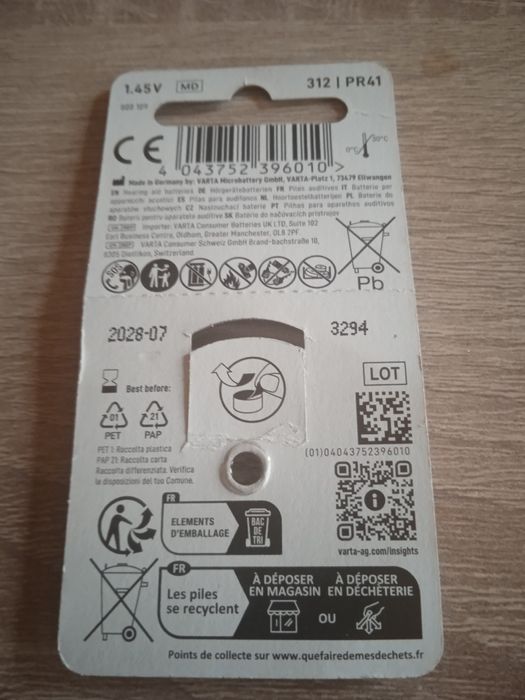 Baterie Varta Hearing aid batteries nowe