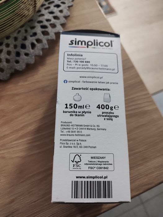 Barwnik do ubrań tkanin Simplicol ciemny granat