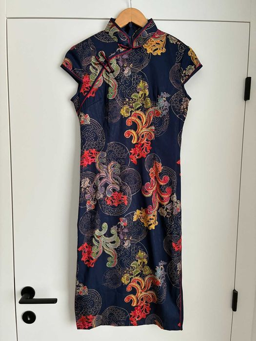 Sukienka w stylu chińskim (granatowa, S)