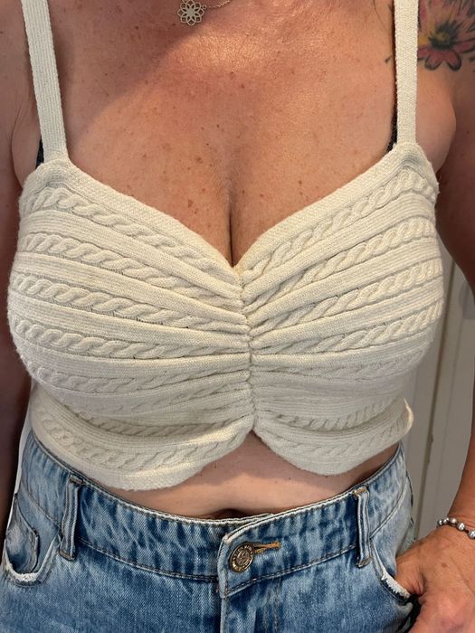 Conjunto top + calças de ganga