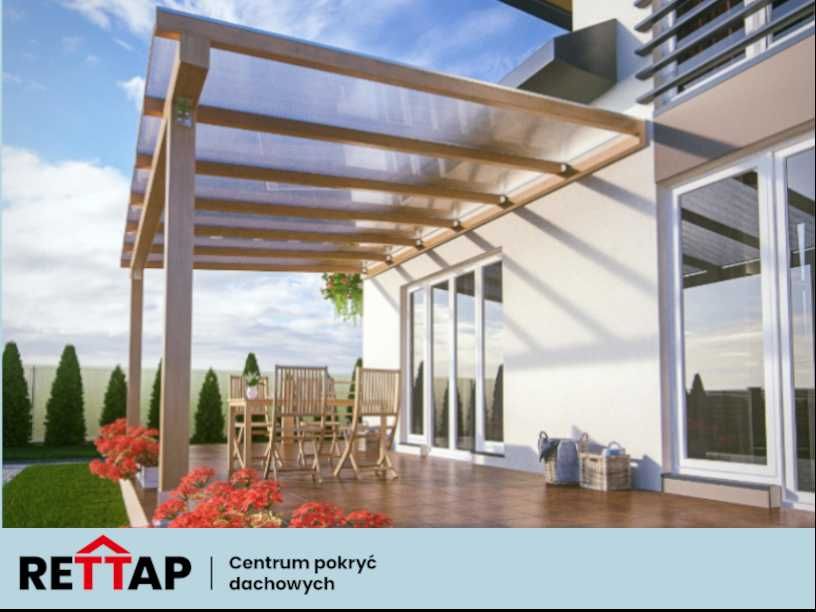 Zestaw do zadaszenia tarasu 6,3m x 3m 16mm poliwęglan (wersja PREMIUM)