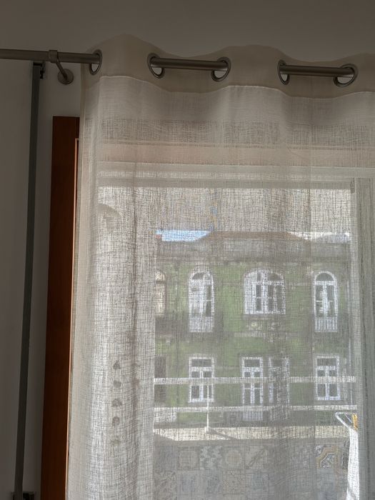 Cortinados Estilo Linho Bege Ilhós 220x280cm