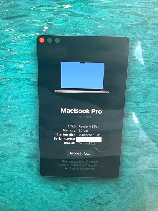 Macbook Pro 16" M1 Pro 32GB / 512GB 2021