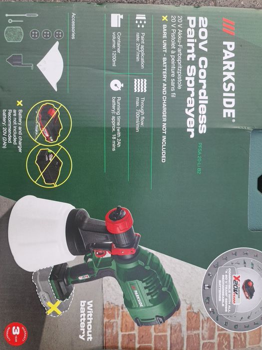 Akumulatorowy pistolet do farb parkside 20v