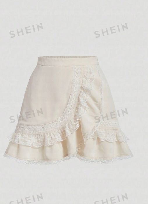Shein spódnica kremowa prosta damska mini 36 łwn