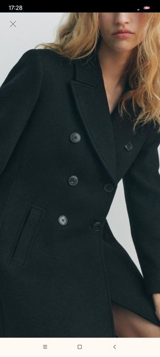 Zara dwurzędowy płaszcz Wełna Rozm.M