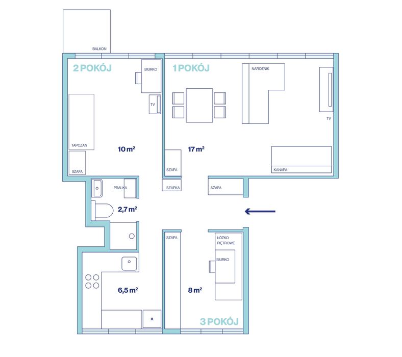 ul. Sienkiewicza/66 metrów/3 pokoje świeżo po remoncie/BEZPOŚREDNIO