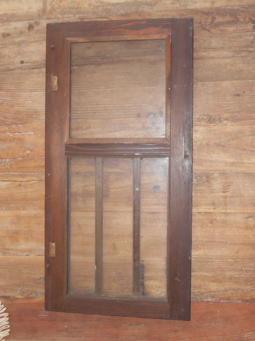 Antiga porta de relogio de pendulo madeira e vidro