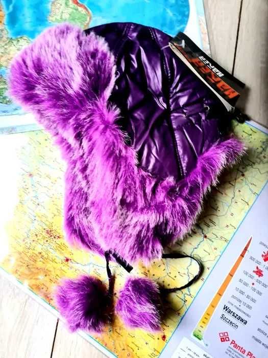 Wyprzedaż - zimowa czapka damska uszatka ocieplana nowa