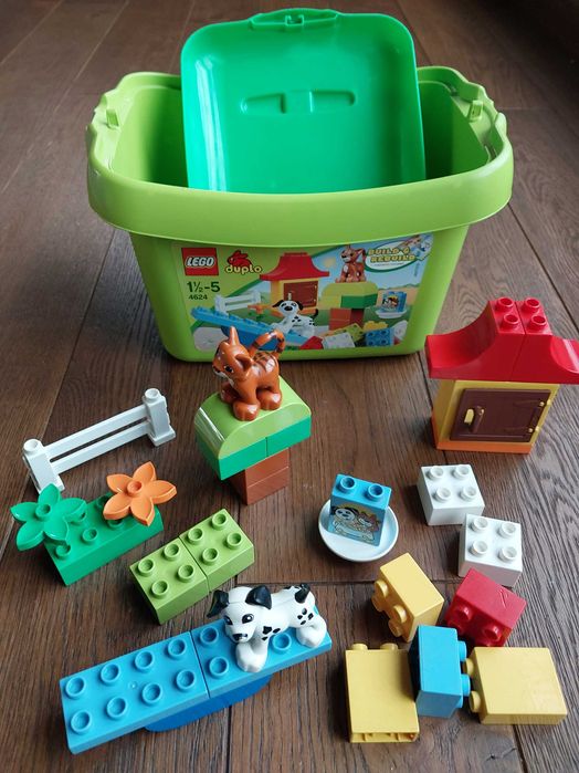Lego DUPLO zestaw 4624: plac zabaw, pies, kot, domek, pudełko oryginał