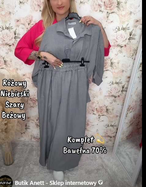 Komplet Koszula + spodnie Bawełna 70% szary