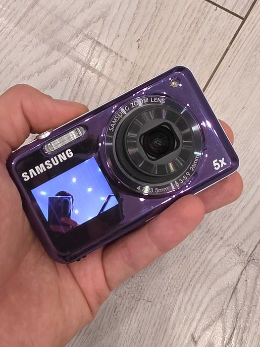 Aparat cyfrowy Samsung PL120 | Fioletowy | Dual View | Y2K digicam