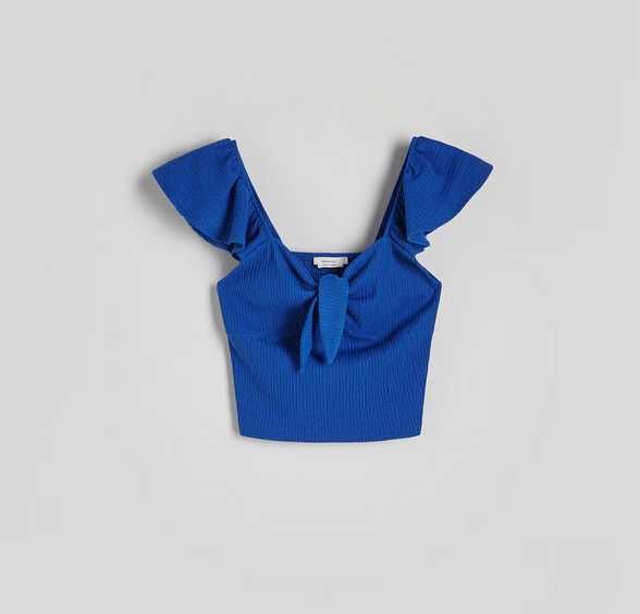 Chabrowa bluzka hiszpanka z wiązaniem Reserved M NOWA