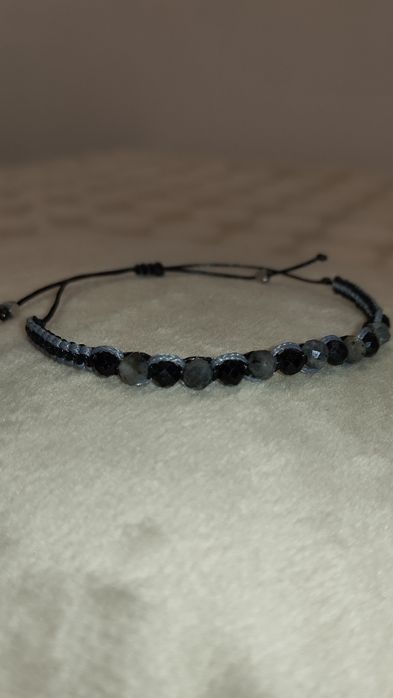 Bransoletka z kamieni naturalnych czarny turmalin labradoryt