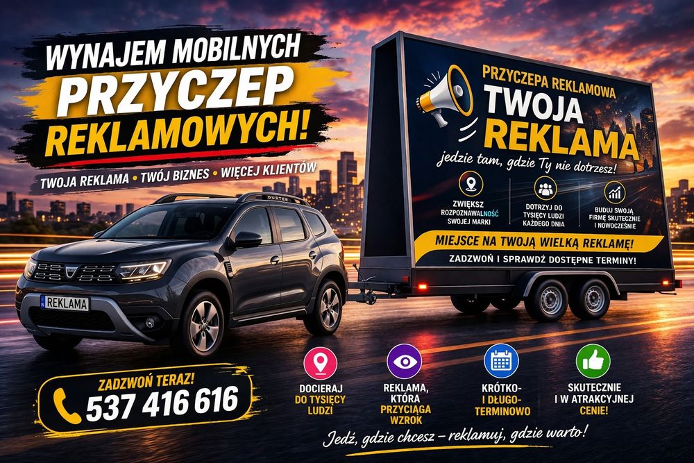 Reklama mobilna, przyczepa reklamowa, billboard