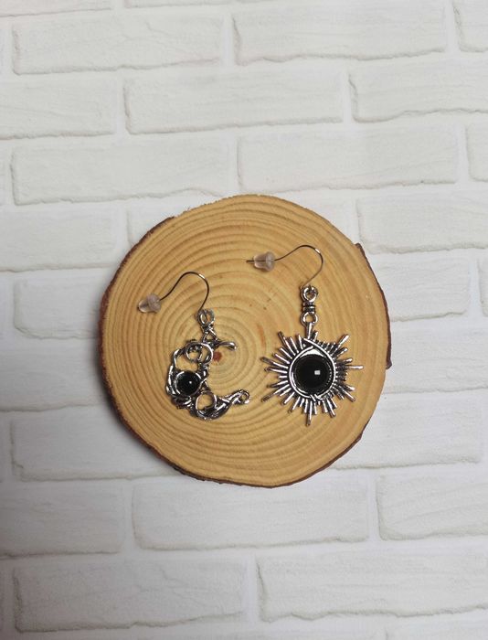 Piękne kolczyki: księżyc i słońce (boho, vintage, alternative)
