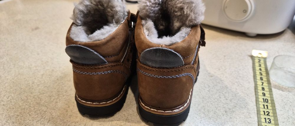 Шкіряні зимові дитячі черевики, хутро, 13.5 см, 22 розмір