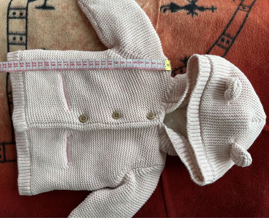 Тепла кофта Tu на дівчинку 0-3 місяці ніжно-рожева