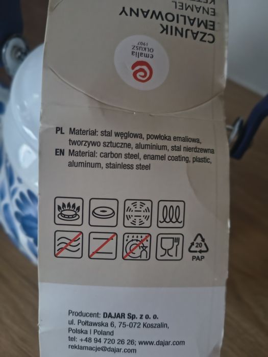 Czajnik emaliowany 2l_ Śliczny wzór!