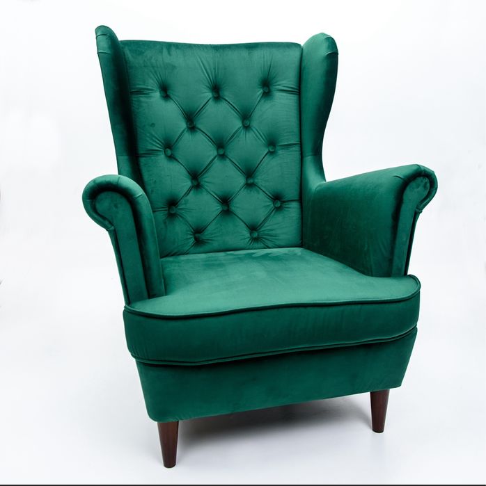 Fotel Uszak wygodny pikowany Glamour fotel do pokoju Nowy