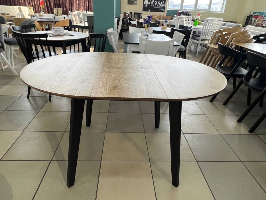 Стіл Соренто Д100+40 кухонний круглий розкладний дубовий на кухню дуб