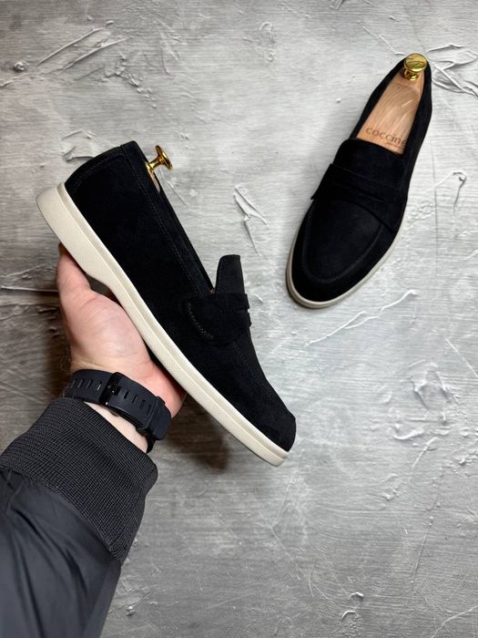 Лоферы Замшевые мужские чёрные LORO PIANA Black! Замша Натуральная!