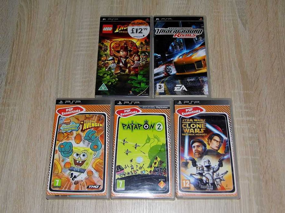 Gry PSP Lego Indiana Jones Need for Speed Underground Spongebobs