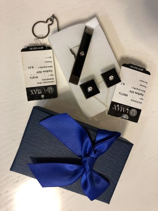 Запонки+Зажим Серебро925 НОВЫЙ НАБОР