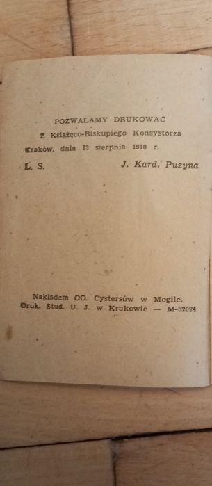 Stary modlitewnik 1910 Mogiła wizerunek cud Pana Jezusa w Mogile Krakó