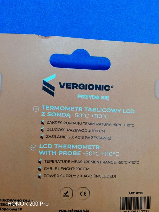 Termometr tablicowy LCD z sonda -50C +110C
