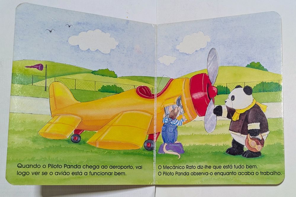 Livro cartonado "O  Piloto Panda", coleção profissões, Texto Editora, 2001