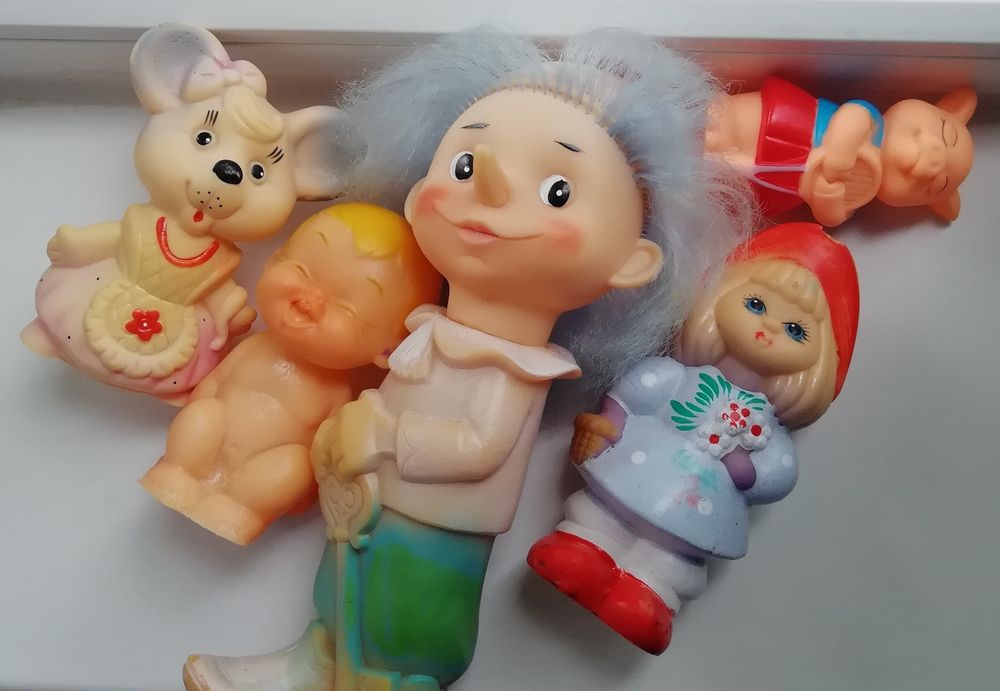 лот резиновые игрушки СССР красная шапочка буратино мышка свинка