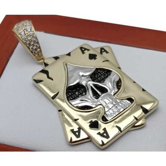 Złota Zawieszka Karty Karta As Pik Czaszka 6,48G P585 14K 3,5CM