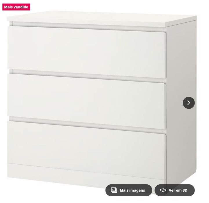 Cómoda branca IKEA MALM – 3 gavetas