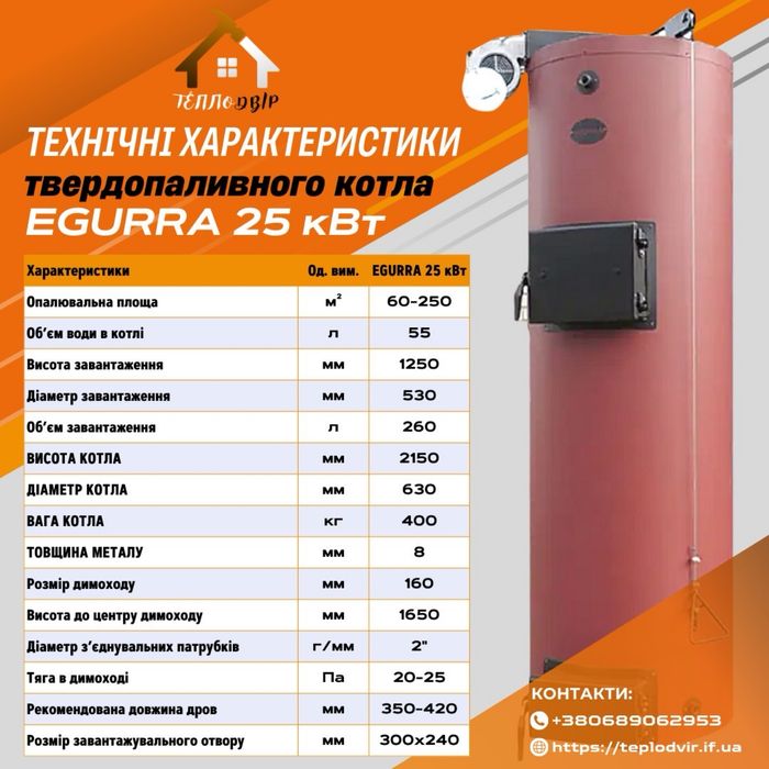 Котел Egurra 25 квт Egura Егура твердопаливний твердотопливный