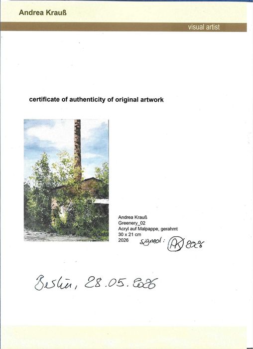 Pintura Original "Greenery #2" – Andrea Krauß (Com Certificado)