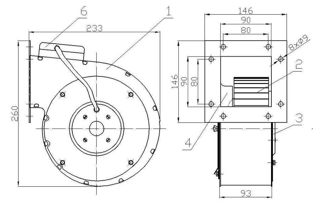 Wentylator nadmuch dmuchawa do pieca kotła RMS-160 z przysłoną