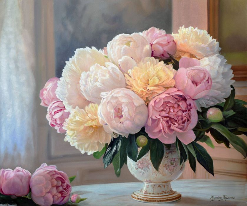 Obraz Olejny Bukiecik Peonii - Zbigniew Kopania