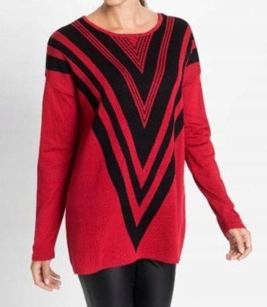 B.P.C bluzka dzianinowa czerwona we wzory 36/38.