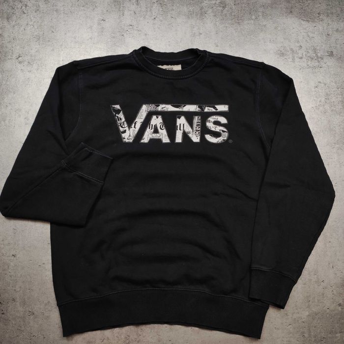 MĘSKA Bluza Bawełna PREMIUM Skate Vans off The Wall Czarna bez Kaptur