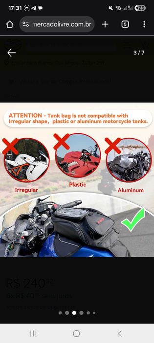 Mala depósito de Mota, saco de motocicleta, bolsa tanque que moto