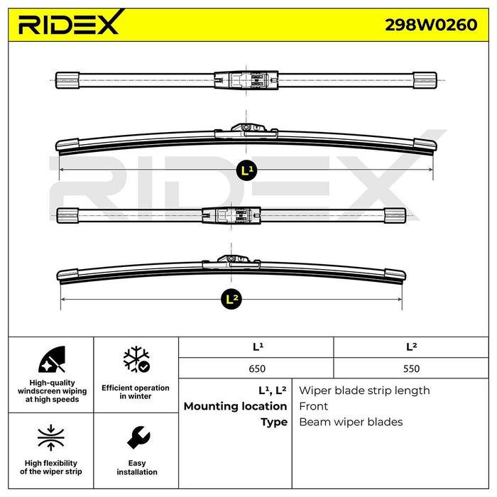 Escova do limpa-vidros RIDEX 298W0260
