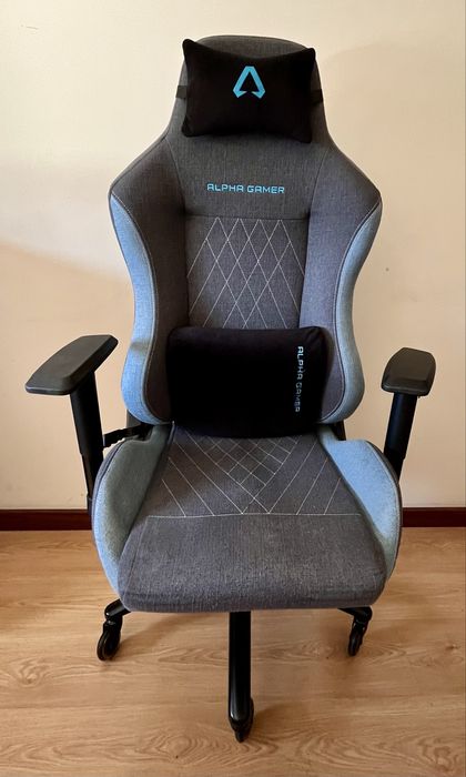 Cadeira Gaming Alpha Gamer Gaia Dark Grey/Blue Fabric V2