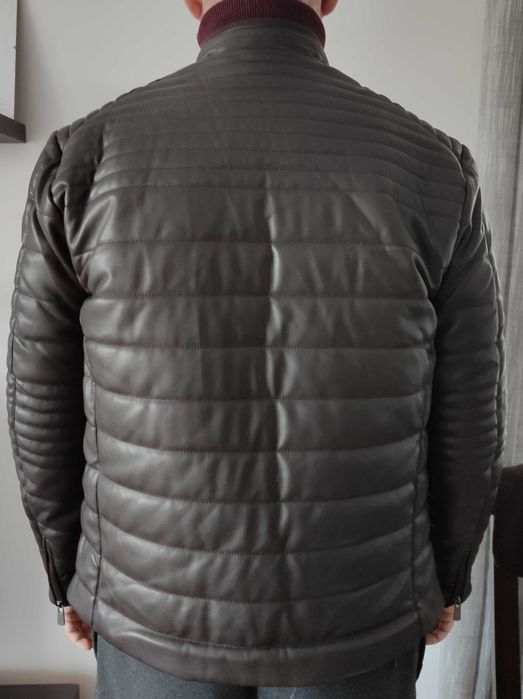 Pikowana kurtka biker ze sztucznej skóry - Reserved