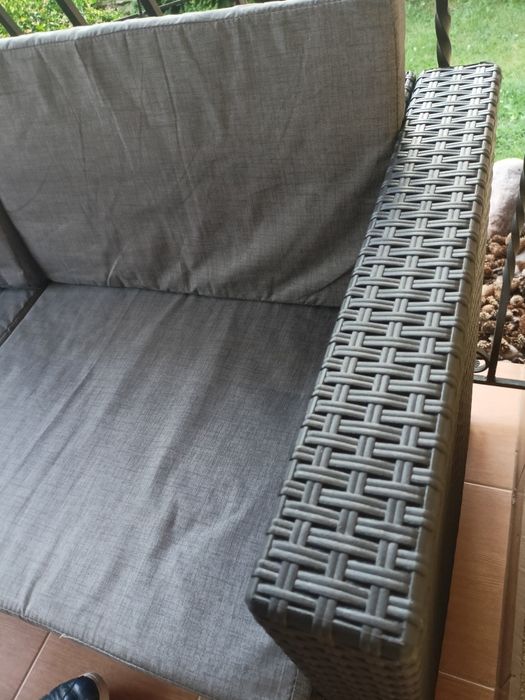 Czteroosobowa sofa z technorattanu antracyt nowa